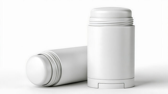 White deodorant stick with cap off on a white background 3d rendering
