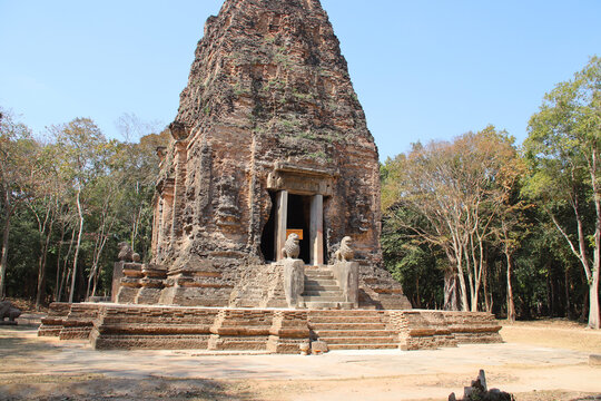 ruined buddhist and hindu khmer temple at sambor prei kuk in the kampong thom province in cambodia 