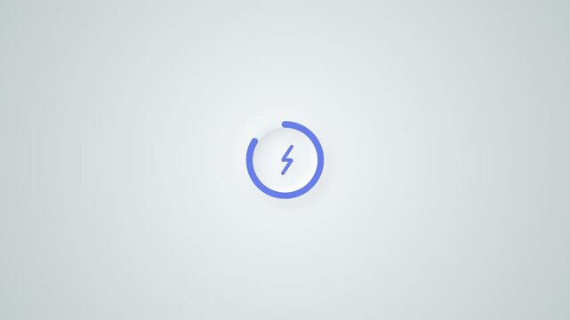 Blue loading icon ideal for techrelated designs, representing digital progress with a lightning bolt symbol on a white background. Suitable for web and app designs.
