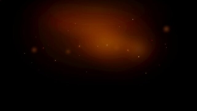 Abstract dark background with warm glowing light and floating firefly particles