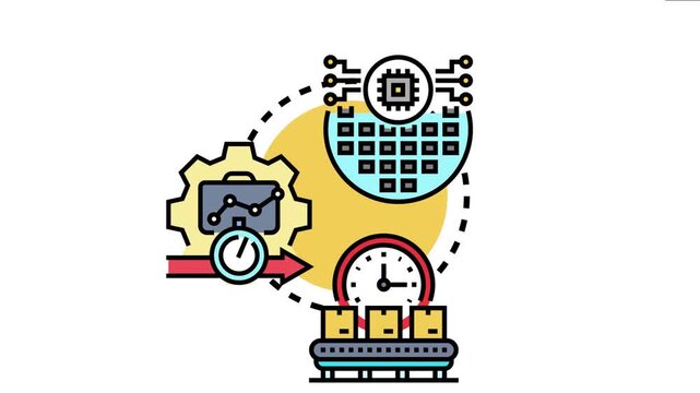 Manufacturing throughput utilization showing an automated process, managing production efficiency, and optimizing capacity with data technology for business growth