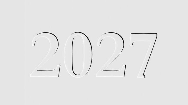 Minimal 3D Gray 2027 Typography Elegant Modern Design 3D Render