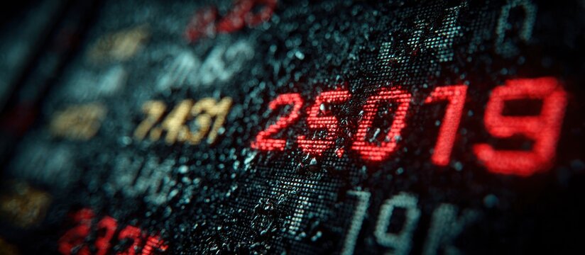 Stock market numbers on screen.