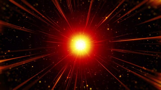 Abstract circular particle tunnel technology background concept, abstract gold glowing neon light tunnel background with circular futuristic technology design. 4k video