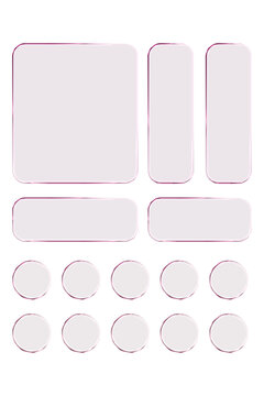 Transparent glass elements with liquid morphism effect for ui design and modern interfaces. Rounded rectangles, circles and buttons with frosted blur overlay Glassmorphism components for web or app