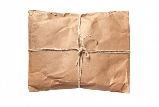 Vintage Style Brown Kraft Paper Parcel Tied With Natural Twine
