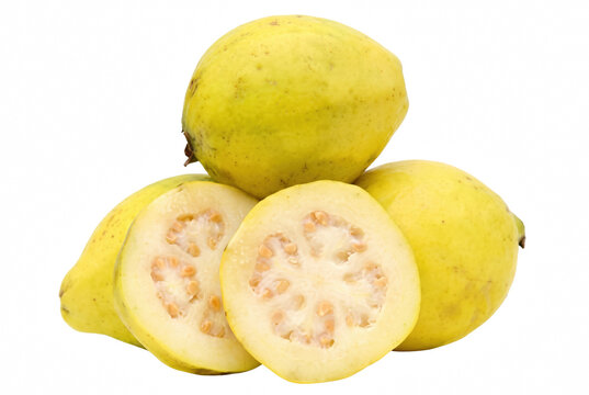 Fresh Yellow Guava Fruits Whole and Sliced