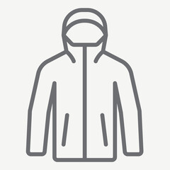 Windbreaker line icon, windproof jacket, outerwear concept. Vector graphics. Weather resistant, clothing sign with outline style icon for mobile or web © iconqueen
