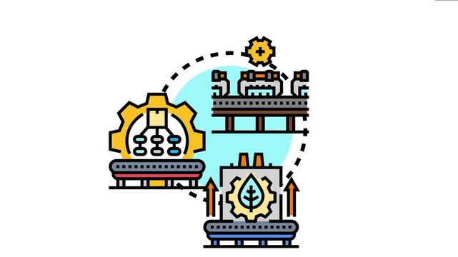 Manufacturing phases and production stages concept, various steps in industrial production, product development, and supply chain processes