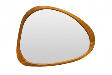 Obraz premium Asymmetrical Pebble Shaped Wall Mirror with Teak Wood Frame