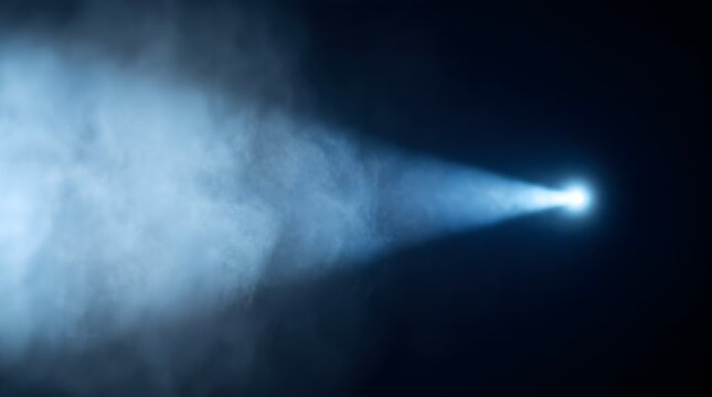 A powerful dramatic spotlight shines through the dark with a striking pixelated digital distortion effect
