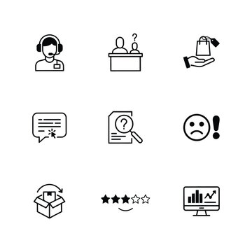 Flat design icons set for customer service support and business communication elements