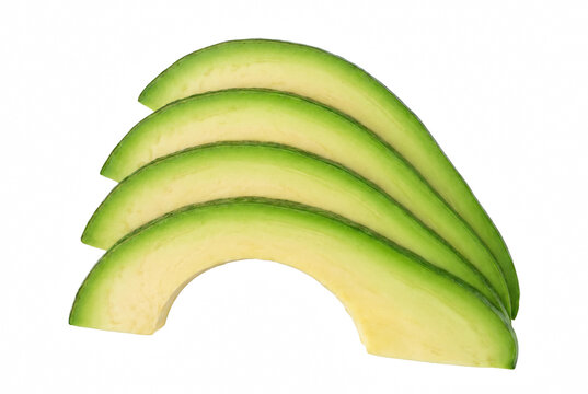 Four Fresh Avocado Slices Arranged in an Arch