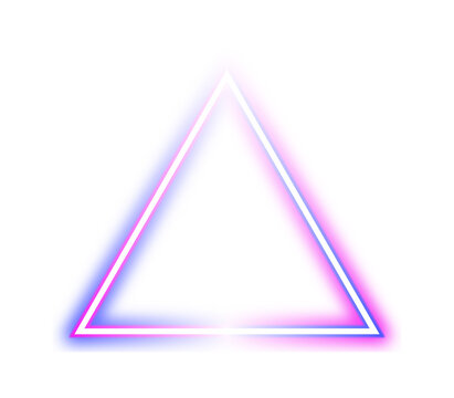 A glowing neon triangle frame isolated on transparent background