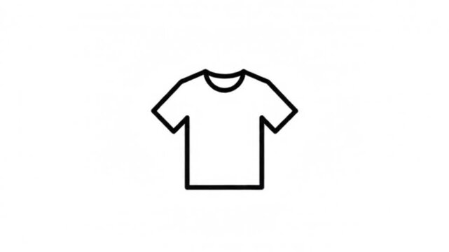 Minimalist black outline icon of a simple t-shirt on a clean white background