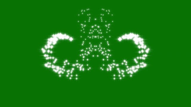 Luxury glitter sparkle star trail animation with twinkling fairy dust, glowing particle circle glowing light effect, star sparkle vector doodles, retro movement on green screen background 4k