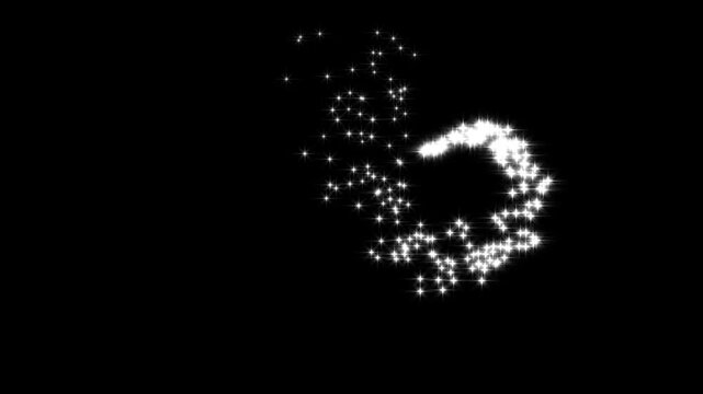 4k Magic sparkles and glitter line stars animation with glowing fairy dust trails and combined with smooth light bursts and shimmering motion effects on a black screen background