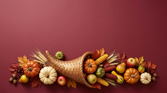 A bountiful horn of plenty celebrating the harvest and gratitude on thanksgiving day
