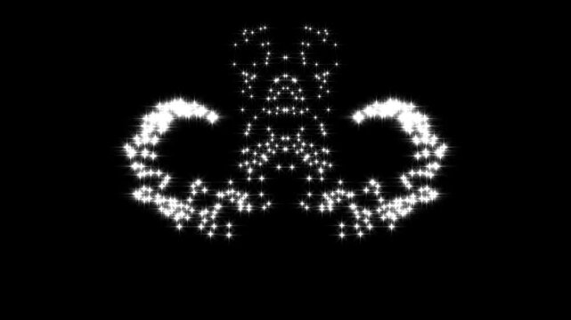Luxury glitter sparkle star trail animation with twinkling fairy dust, glowing particle circle glowing light effect, star sparkle vector doodles, retro movement on black screen background 4k