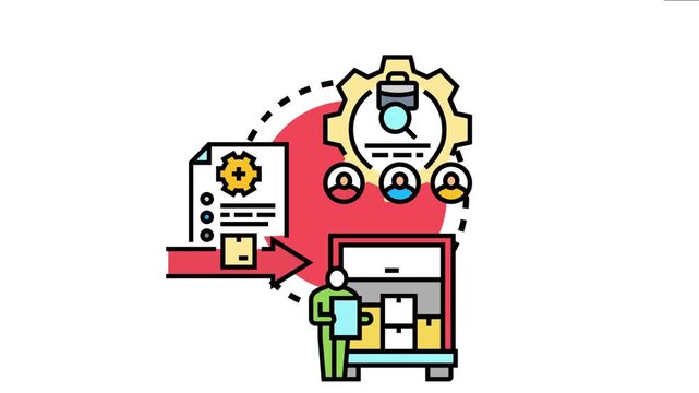 Managing representative working with a sales team, optimizing business operations, organizing logistics workflow, exploring new clients, and delivering products in a supply chain process