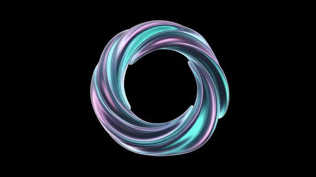 Holographic chrome abstract circular 3D ring icon metallic
