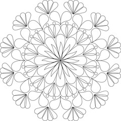 Beautiful Floral Mandala Line Art for Coloring Book Page © Bantawan