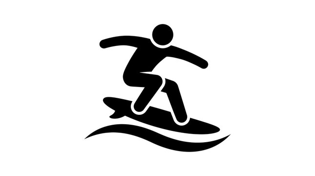 Surfer riding wave icon vector silhouette