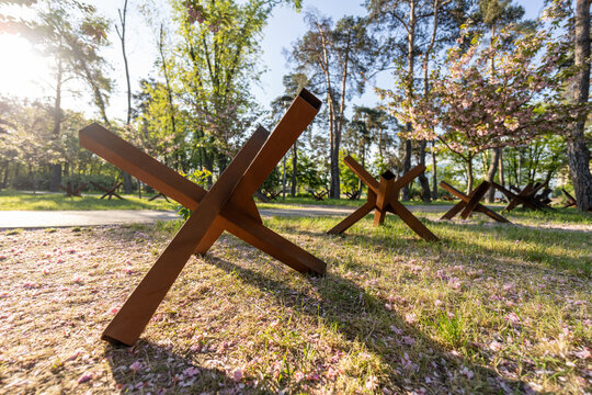Line of Anti Tank Obstacles in Cherry Park