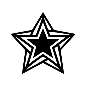Graphic illustration of a layered five pointed star shape on a white background