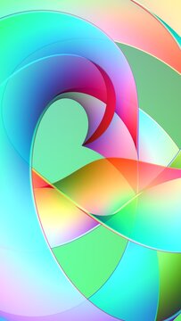 Abstract translucent ribbons with iridescent flowing gradients.