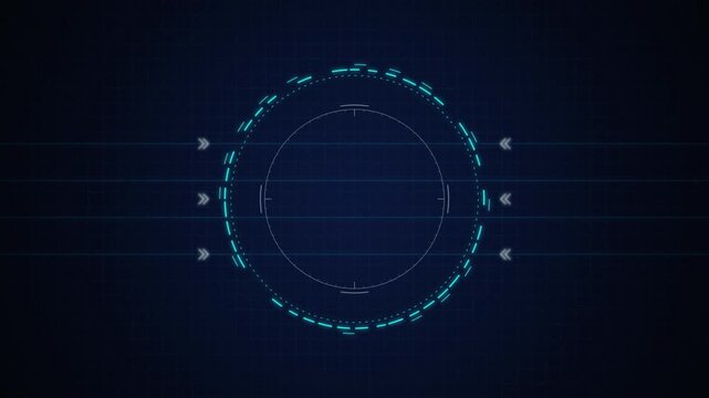 Cyan HUD targeting reticle rotating seamless loop motion background