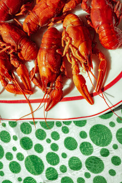 Crawfish served on a plate during a gathering