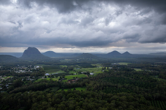 Panoramic View from Mt. Ngungun, Glass House Mountains National Park.