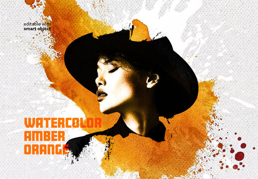 Amber Orange Watercolor Effect