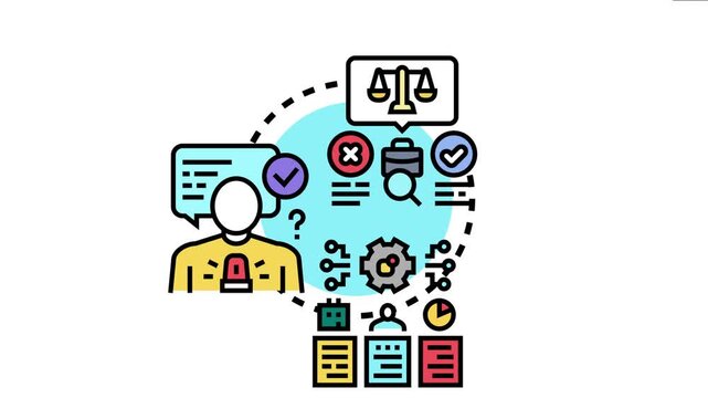 Business professional evaluating options and processes for successful management, involving analysis, problem solving, and selecting the best course of action