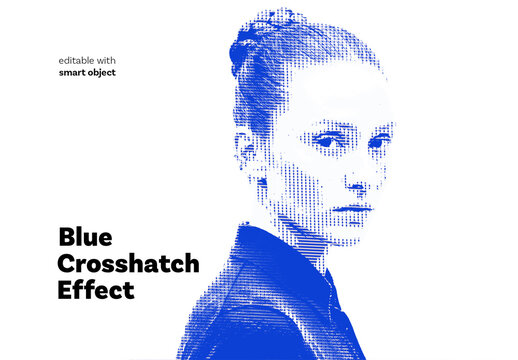Blue Crosshatch Photo Effect