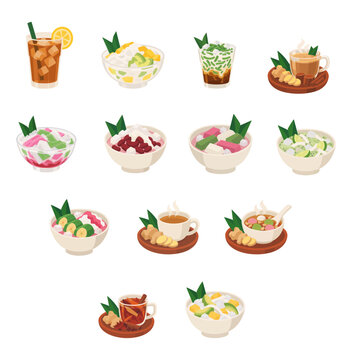 Traditional Indonesian Drinks illustration Set