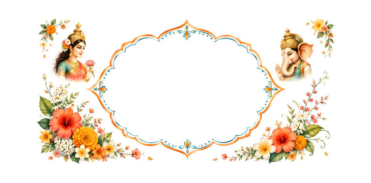 Happy Ganesh Chaturthi - Clean White Background with Golden Scallop Border