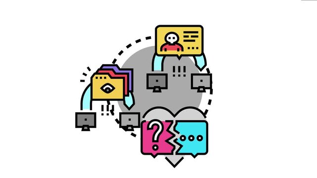 Cyber attack system intercepting information between two parties, depicting a data breach, identity theft, and secure connection compromise