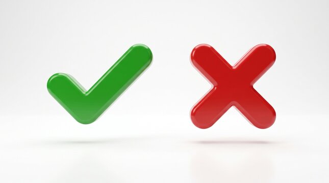 Red Cross and Green Check Mark Icons Set