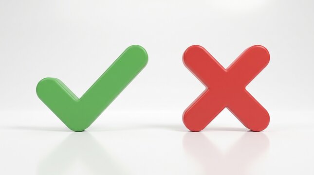 Red Cross and Green Check Mark Icons Set