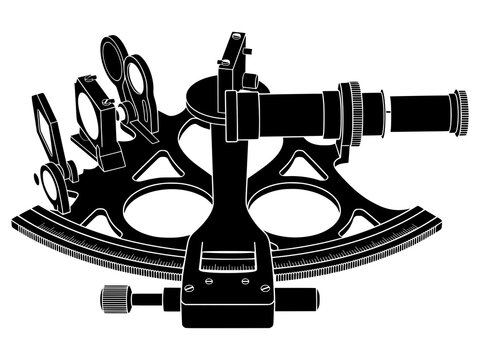 Nautical Sextant Navigation Instrument Vector, Marine Astrolabe Graphic