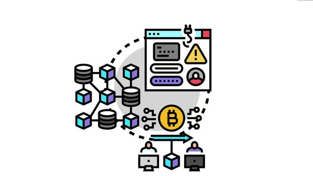 Malicious browser crypto hijacking impacting user data and financial assets, with malware compromising computer systems and diverting cryptocurrency through an insecure network connection