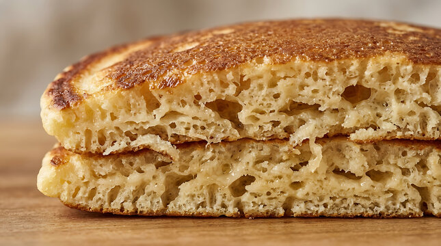 Fluffy Stacked Pancakes Close-up