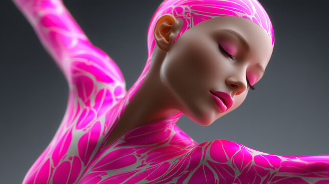 Arabesque Humanoid Robot in Minimalist Ballet Art Poster

