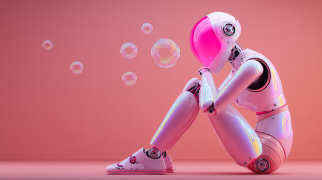 Hyper-Realistic Humanoid Robot in Minimalist Art Poster Portrait

