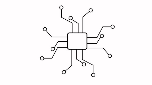 Computer Processor CPU Icon Animation &ndash; Simple Technology Logotype



