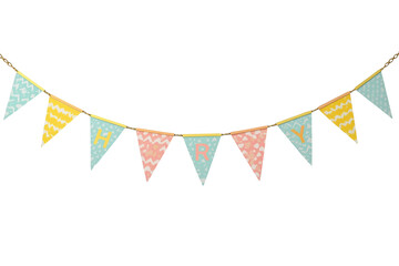 Fototapeta premium Pastel birthday bunting with colorful triangular flags