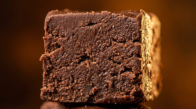 Rich Chocolate Fudge Cube Texture Close Up - Delicious Dessert Macro