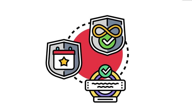 Maker's warranty coverage concept product protection with guarantee symbols, including lifetime, limited, and extended service plan options, ensuring customer satisfaction